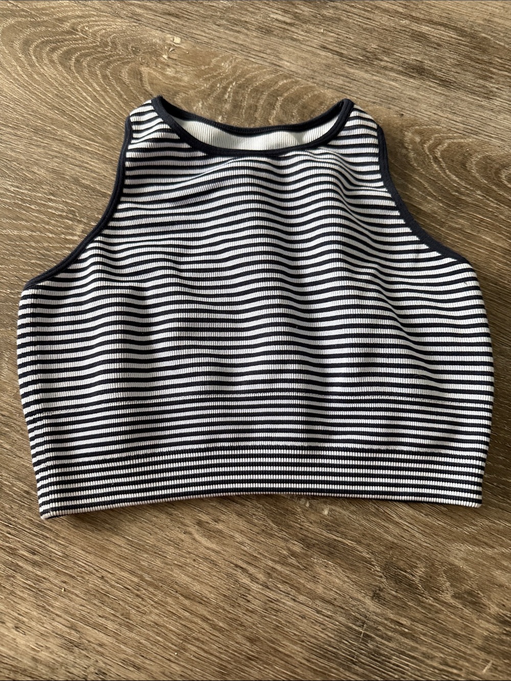 Spiritual Gangster Black & White Striped Ribbed Tank